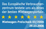 Das Europ�ische Verbraucherzentrum testete uns als eines der besten Mietwagenportale